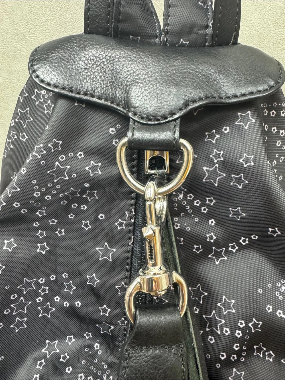 Rebecca Minkoff Black Star-Print Nylon Backpack
